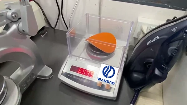 Gram weight testing for synthetic leather material