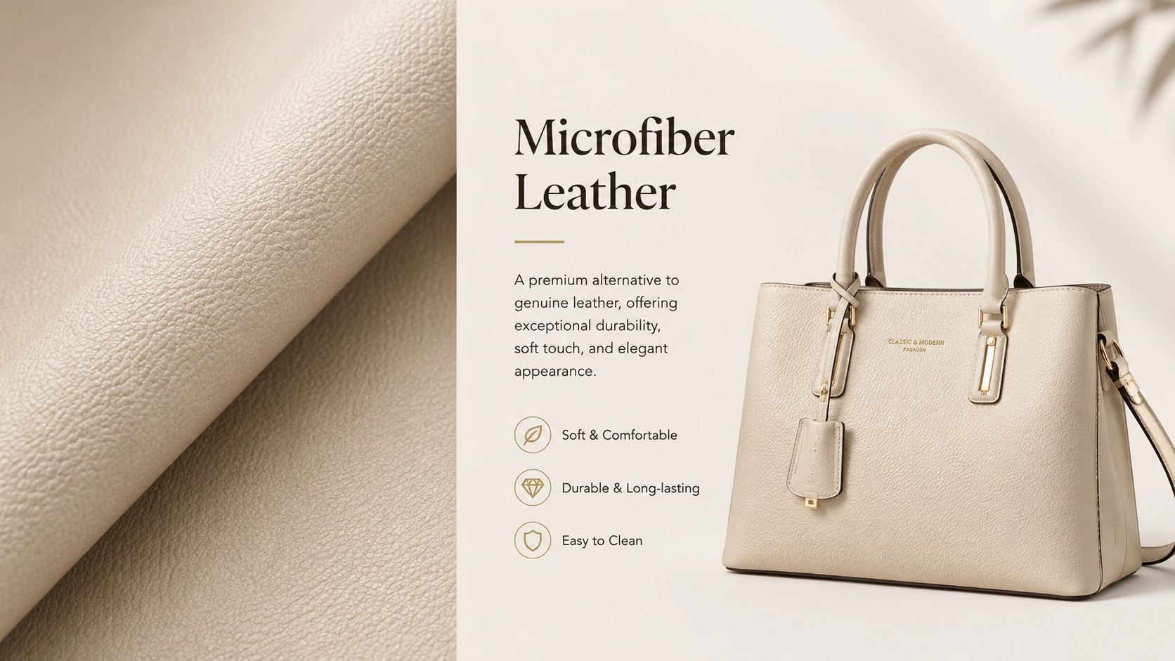 Microfiber leather used for luxury handbags