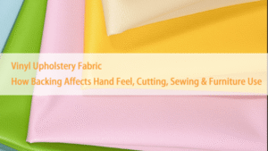 Colorful vinyl upholstery leather in multiple shades and textures for furniture and commercial seating