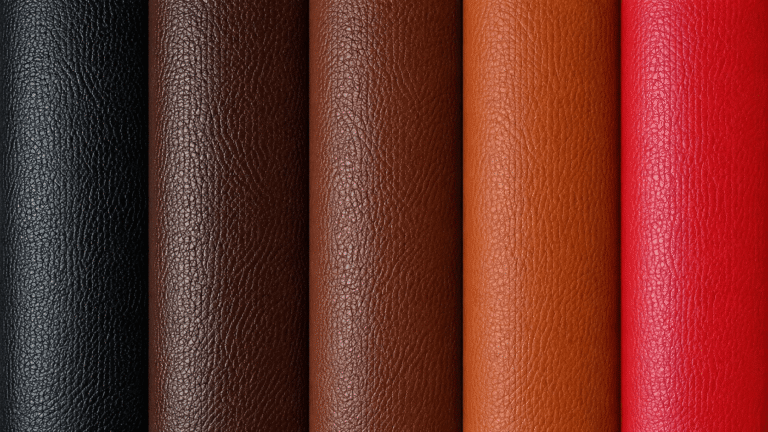 PVC leather sample showing surface texture and color for automotive interior trim.