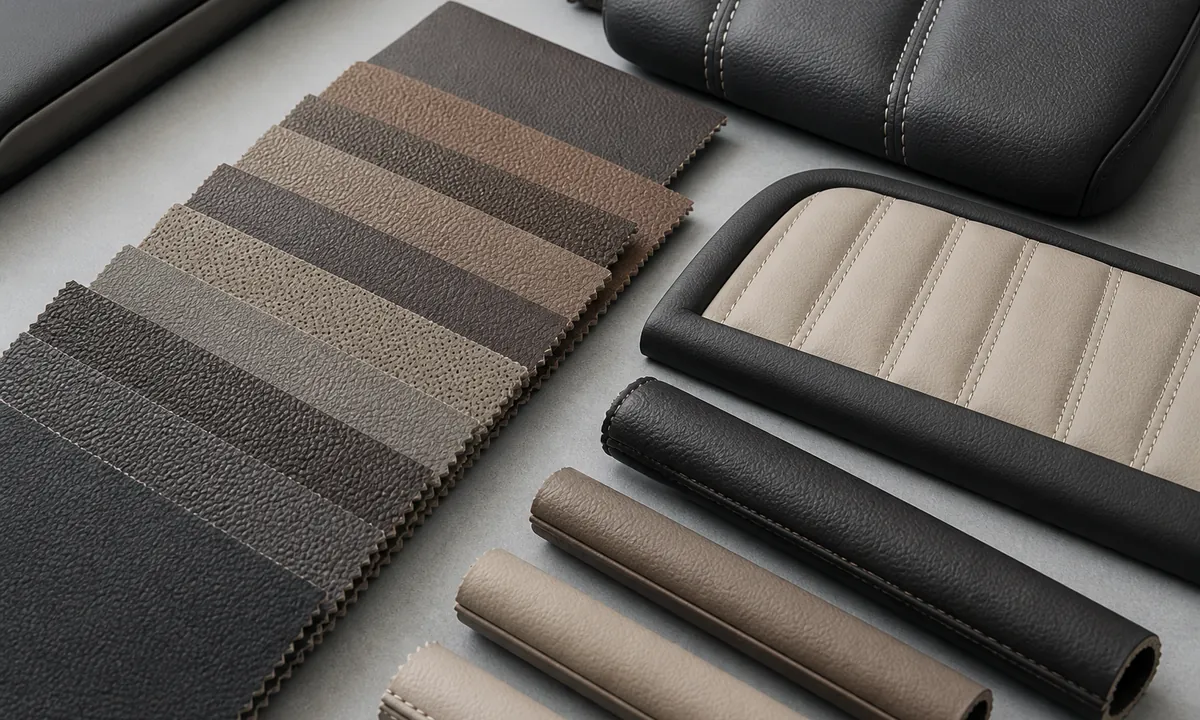 Automotive leather swatches and interior components