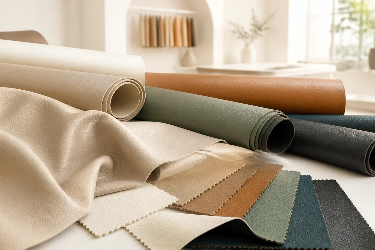 bright PU leather rolls and color samples