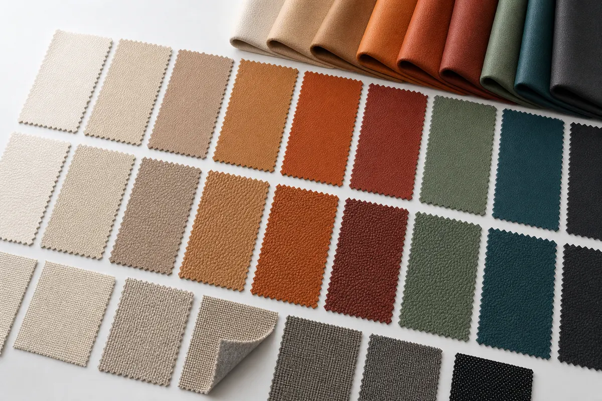 PU leather color texture and backing samples
