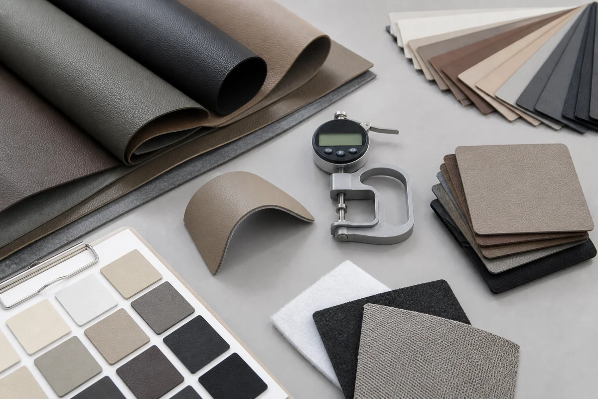 PU leather sample checklist and swatches