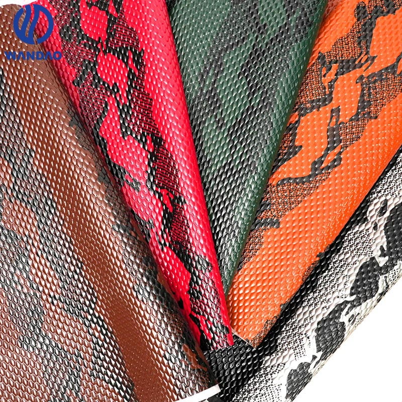 High-gloss python pattern pvc leather