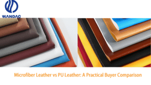 Microfiber leather vs PU leather comparison showing differences in structure, durability, softness, and applications