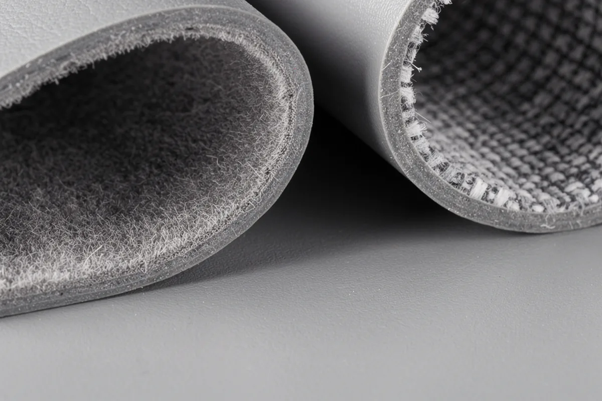 Cut edges comparing a microfiber nonwoven substrate with conventional textile-backed PU leather