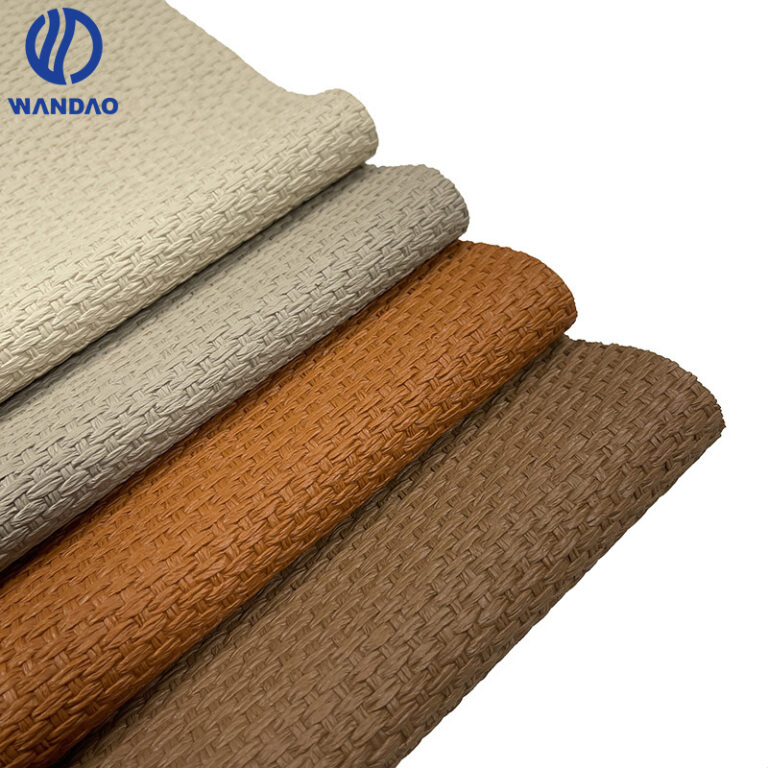 Woven pattern of straw pvc leather for bag, Custom Color Available