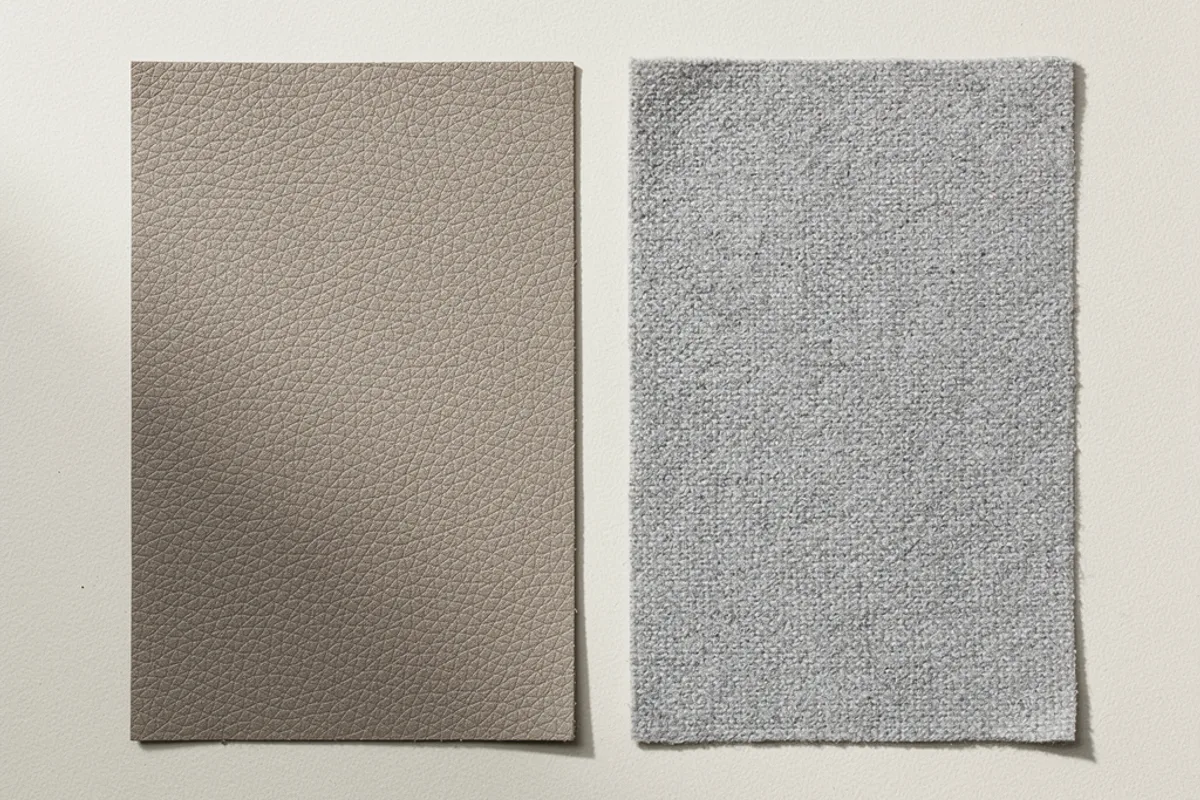 Concept swatches showing a coated face and a separate textile reverse